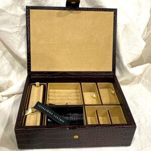 Drexel Heritage leatherette jewelry box 🗃️ NWT 11”x8.25”x3” dark brown